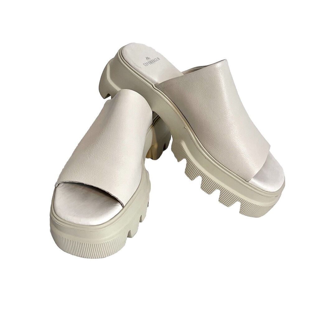 Copenhagen CPH 231 White Chunky Leather Slides Women 39 (8.5 US) Minimalist - Picture 1 of 7
